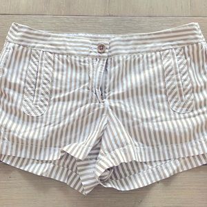 JCrew Tan and White Striped Shorts Size 6